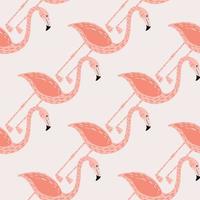 Pastel pale tones seamless pattern with pink colored flamingo elements. Grey pastel background. vector