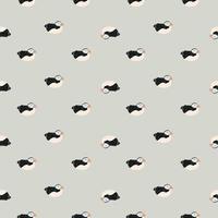 Abstract little seamless pattern with hand drawn puffin silhouettes. Grey background. Doodle design. vector