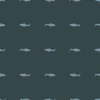 Seamless pattern Tiger shark dark green background. Gray textured of marine fish for any purpose. vector