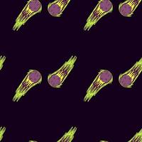 Meteor shower seamless pattern. Hand drawn comets fly background. vector