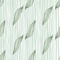 Abstract organic line leaves pattern on stripes background. vector