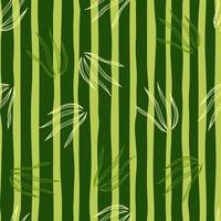 Grass seamless pattern on stripe background. Nature botanical wallpaper. vector