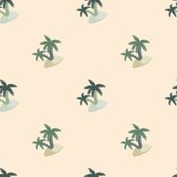 Tropical nature seamless pattern with island and palm tree print. Pastel tones. Abstract exotic ornament. vector