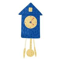 Watches wooden cuckoo house isolated on white background. Abstract sketch clock for for any purpose. vector