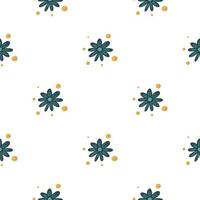 Minimalistic style seamless pattern with bright blue little chamomile flowers print. Isolated backdrop. vector