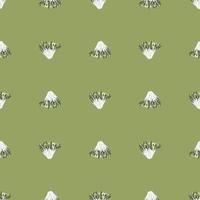 Seamless pattern frisee salad on light green background. Minimalistic ornament with lettuce. vector