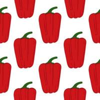 Geometric red bell pepper seamless pattern on white background. vector