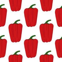 Geometric red bell pepper seamless pattern on white background. vector