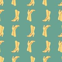 Contrast bright seamless pattern with yellow and orange colored boots shapes. Light turquoise background. vector