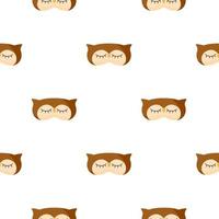 Owl brown color geometric seamless pattern on white background. Children graphic design element for different purposes. vector