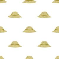 Pastel tones seamless pattern with beige decorative hat silhouettes. Fashion simple print. vector