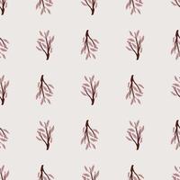 Seamless pattern with lilac foliage branches ornament. Nature abstract ornament on light background. vector