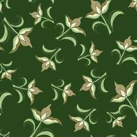 Random floral seamless pattern with simple style tulip flowers elements. Green bright background. vector