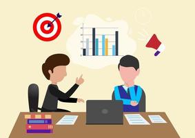 Concept analysis of stock market traders and financial charts. To partners who do business Flat style cartoon illustration vector