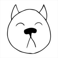 Vector portrait of a pug dog in doodle cartoon style. Pet illustration in line art style