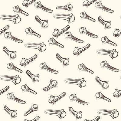 Ink hand drawn dried cloves seamless pattern. Engraving style.