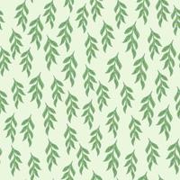 Little random green branches ornament seamless doodle pattern. Light background. Doodle abstract backdrop. vector