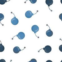 Decorative seamless isolated pattern in comic style with random blue bombs shapes. White background. vector