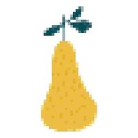 icono de pera en estilo pixel art. símbolo de fruta vector