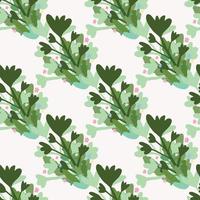 Seamless isolated pattern with abstract botanic silhouettes. Green and blue floral elements on white background. vector