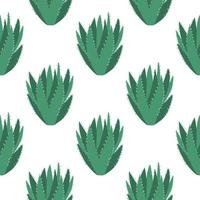 Aloe cacti wallpaper. Abstract cactus seamless pattern on white background. vector