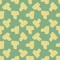 Random seamless pattern with yellow elements and light green background. vector