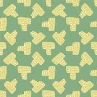 Random seamless pattern with yellow elements and light green background. vector