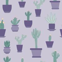 Seamless pattern with cactus in pot. Design for fabric, textile print, wrapping paper. vector