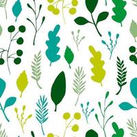 Wild forest leaves seamless pattern. Colored branch berry Illustration. vector