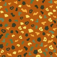 Abstract leopard skin seamless pattern on orange background. Modern cheetah fur wallpaper. vector