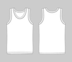 Men vest underwear. White tank top in front and back views. vector