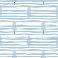 Hand drawn pine tree seamless pattern on stripe background. Fir forest wallpaper. vector