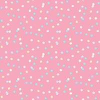 Bright seamless polka dot pattern with pink background. Blue and white colored dots. vector