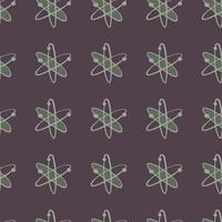 Pale tones seamess pattern in school theme with molecules. Green formula elements on dark backround. vector