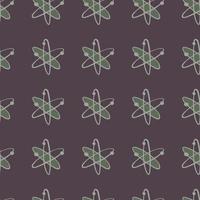 Pale tones seamess pattern in school theme with molecules. Green formula elements on dark backround. vector