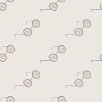 Minimalistic seamless doodle pattern with simple glasses silhouettes. Light grey background. vector