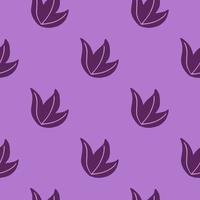 patrón botánico minimalista sin fisuras con elementos de arbusto de hoja púrpura dibujados a mano. fondo pastel vector