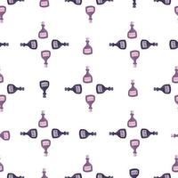patrón geométrico sin costuras con estampado de botellas de ron rosa y púrpura. vector