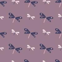 Cute dragonfly seamless pattern on pink background. Simple hand drawn dragonflies wallpaper. vector