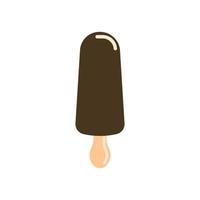 Ice cream in chocolate glaze on a wooden stick. Frozen popsicles vector