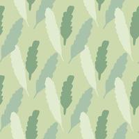 Seamless botanic pattern with foliage silhouettes. Design in pastel green and grey tones. Simple backdrop. vector