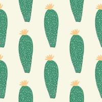 Simple cactus seamless pattern. Cacti doodle vector illustration.