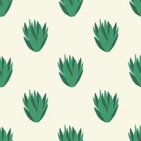 Geometric aloe cactus seamless pattern. Cacti doodle vector illustration.