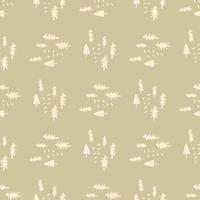 Christmas pattern in pastel colors. Light pink pines on beige background. vector