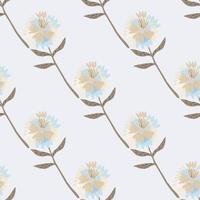 Simple botanic pattern with dandelion pastel multicolor ornament. Light bakground. Stylized print. vector