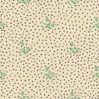 Small flowers and leaf seamless pattern. Floral endless ornament. Simple botanical backdrop. vector