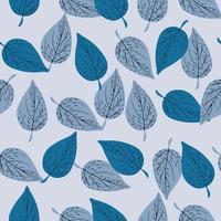 Decorative seamless pattern with blue colored foliage shapes. Leaves backdrop. vector