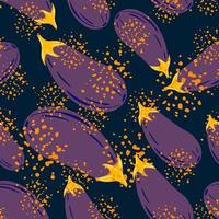 Abstract grunge eggplants seamless pattern. Aubergines endless wallpaper vector