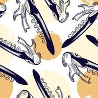 Hand drawn Corkscrew seamless pattern. Engraving style. vector