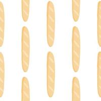 Minimalistic isolated seamless pattern with baguette silhouettes ornament. Orange bakery ornament on white background. vector